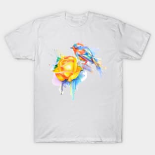 Colorful Bird Yellow Flower T-Shirt